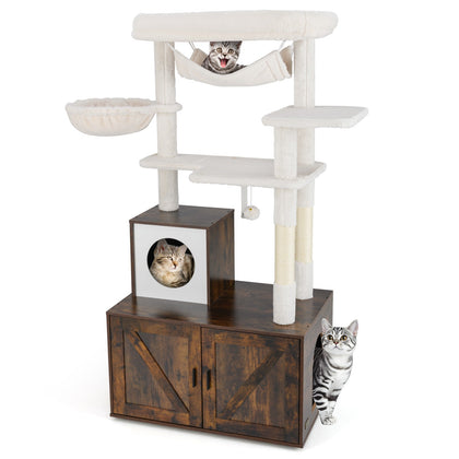 153CM Tall Cat Tower Multi-level Cat Condo Furniture for Indoor Cats Brown