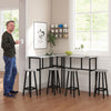 6-Piece Industrial Bar Table Set, 2 Breakfast Tables with 4 Stools Grey