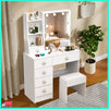 Vanity Dressing Table Set Makeup Desk with 3-Color LED Lighted Mirror 6 Drawers