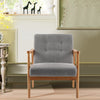 Retro Single Sofa Armchair Wing Back Wood Frame Padded Cushion Linen Fabric Home