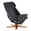 Black Leather Sofa Recliner Armchair Lounge Swivel Chair W/Foot Stool Wood Base