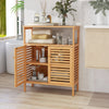 Bamboo Side Storage Organizer Bathroom Floor Cabinet w/ Double Doors