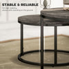 Industrial Nesting Coffee Tables Set of 2 Round Side End Tables for Living Room