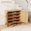 Entryway Freestanding Storage Cabinet 4-Tier Shoe Rackw/Shelves-Teak