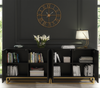 Modern Sideboard I 200cm I Black I Fluted Fronts I Gold Legs I Storage Cabinet