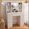 Dressing Table With LED Light Mirror 7 Drawers Shelves Vanity Makeup Desk Set