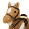 Kids Plush Rocking Horse with Softly Padded Riding Saddle Moving Mouth Sounds