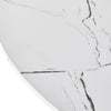 White Round Dining Table Marble Effect Top Kitchen Table with Metal Legs