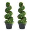 2pcs Large Artificial Spiral Boxwood Topiary Palm Tree Fake Plant Outdoor Decor