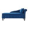 Upholstered Lounge Sofa with Armrest Chaise Sofa with Storage and Pillow Blue