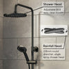 Bathroom Mixer Shower Thermostatic Dual Head Round Rainfall Handset Matte Black