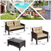 4 Pcs Outdoor Table Chair Furniture Set PE Rattan Patio Sectional Sofa Set