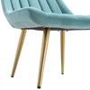 Tiffany Blue Velvet Armchair Stripe Accent Chair Lazy Sofa Seat Gold Metal Legs