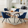 2Pcs Blue Dining Chairs Velvet Padded Seat Dining Room Chair Modern Metal Legs