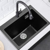 Ultra deep Undermount Quartz Stone Kitchen Sink with Strainer Basin Matt Black