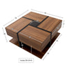 Square Coffee Table with 4 Hidden Drawers Wooden Living Room Furniture