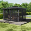 3m Hardtop Gazebo Party BBQ Marquee with Polycarbonate Roof Netting and Curtains