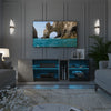 140cm Modern TV Stand Cabinet w/ 5 Open Storage RGB LED Lights & Remote Control