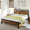Double Size Bed Frame Platform Metal Slats Support Bed W/ Industrial Headboard