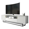 200cm Loft Retro TV Unit | Milled Fronts | White Vintage Cabinet Cupboard Stand