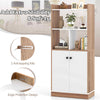 Wooden 4-Tier Bookcase Freestanding Display Unit with 2 Doors & Open Shelves