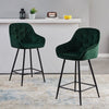2X Green Velvet Bar Stools Kitchen Breakfast Stool Footrest 65 cm Padded Seat