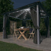 Gazebo with Curtain & LED String Lights 3x3 m Anthracite Aluminium