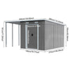 Galvanized Steel Outdoor Garden Storage Shed W/ Open Shed for Bike Tool 5.5x9FT