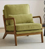 Mid Century Wooden Armchair with Green Corduroy Cushions – Retro Lounge Chair