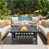 Fire Pits for Garden Square Fire pit For Barbecue,Heating,Cooling Drinks w/Cover