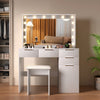 LED Mirror Dressing Table Visual Desktop Vanity Table Desk Stool Set w/ Drawers