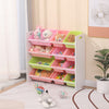Children Bookshelf Kids Sling Book Rack with Storage Bins Toys Organizer White