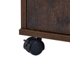 Brown Office Filing Cabinet Mobile Printer Stand File Drawers Wheels Wooden
