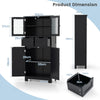 Freestanding Floor Cabinet Tall Bathroom Storage Cabinet-Black