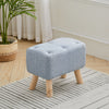 Linen Upholstered Chair Stool Shoes Changing Seat Footstool Footrest with Pocket
