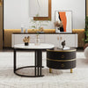 Nesting Coffee Tables Set of 2 Round Stacking Side Tables with Storage Drawers