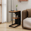 LED Side Table 3 Color Lighted Bedside Sofa End Table with Storage Pocket Brown
