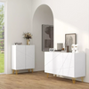 Modern Sideboard High Gloss Storage Cabinet White Gold Hairpin Legs Cupboard