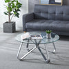 80cm Large Round Coffee Table Clear Glass Tea Table Living Room Reception Lounge