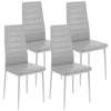 Set of 4 Dining Chairs Padded Seat High back Metal Legs Home Furniture