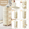 Mobile Narrow Storage Cabinet on Wheels w/Handle-White