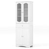 160cm Tall Bathroom Storage Cabinet Freestanding Linen Cabinet w/ 2 Doors White
