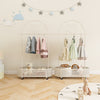 Portable Mobile Clothes Hanging Rod Kids Clothes Rack w/ Basket-White