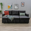 Linen/Faux Leather Sofa Bed Corner - Sofa Bed with Storage & Reversible Chaise