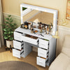 White Dressing Table with LED Lights Mirror 7 Drawers Vanity Makeup Desk Set NEW
