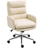 Upholstered Desk Chair with Height Adjustable, Cream White