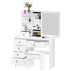 Dressing Table With Sliding Mirror 6 Drawers Open Shelves Vanity Desk