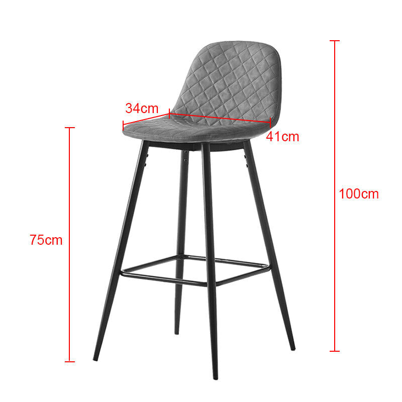 2X Bar Stools Fabric/Faux Leather Pub Chairs Breakfast Kitchen Metal Leg Modern