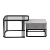 Coffee Table Square Nest of Tables Side Table with Metal Frame Legs & Glass Top