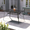 Black Tempered Glass Garden Dining Table Outdoor Large Coffee Table+Parasol Hole